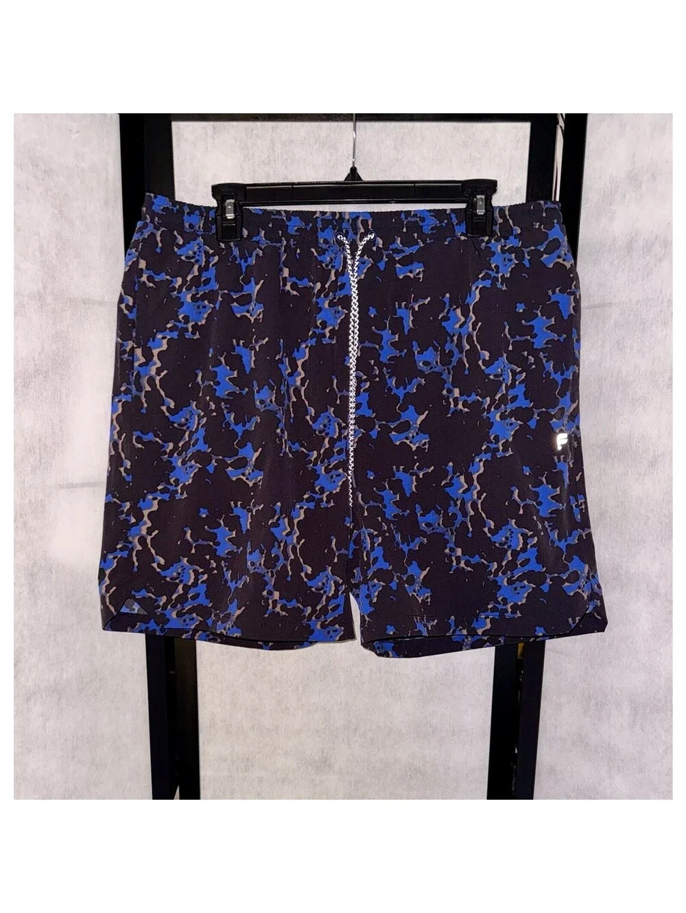 Fabletics The Swim Trunk Blue Black Print 5” Inseam Men’s Size XL